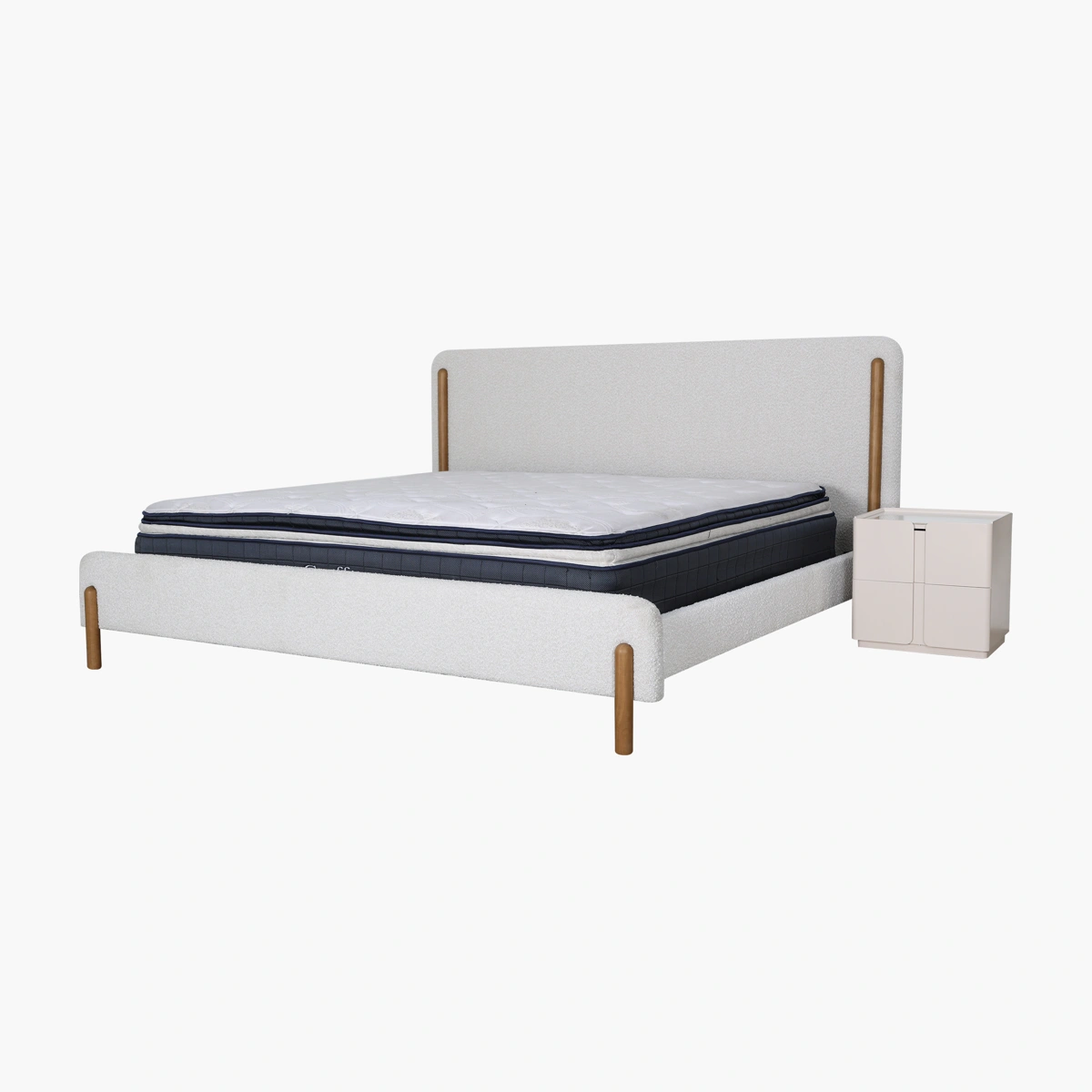 Recámara Kirei King Size - Tela, Madera, Chapa de Roble, Polyboard y Herrería