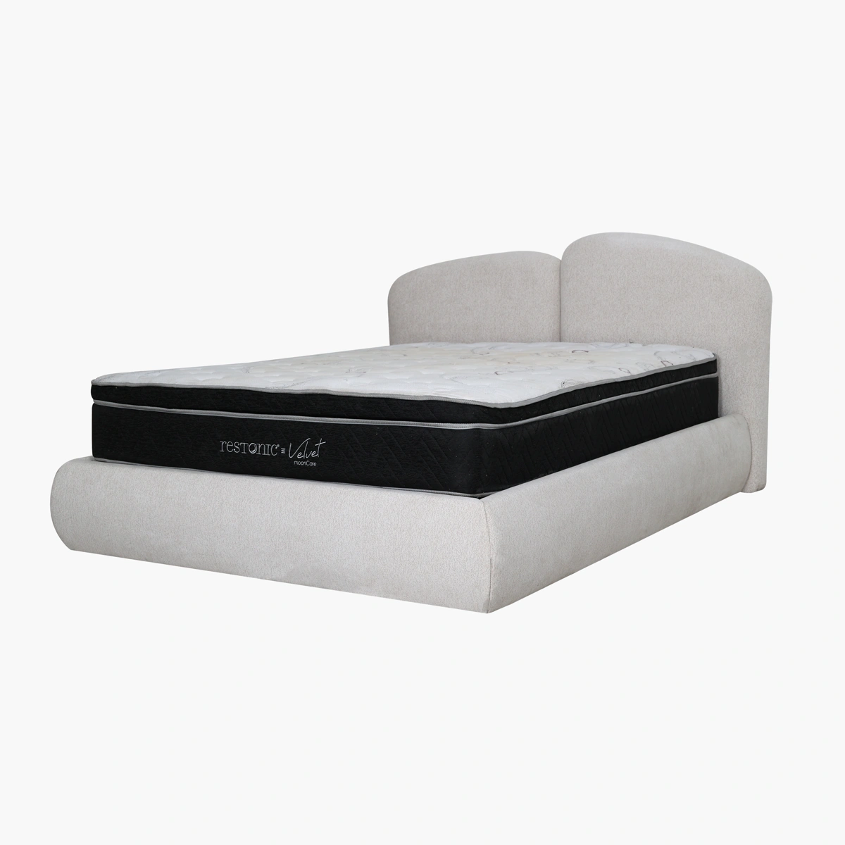 Cama Luna Queen Size Baúl - Tapiz en tela clara suave y de fácil limpieza, base con sistema de pistones y...