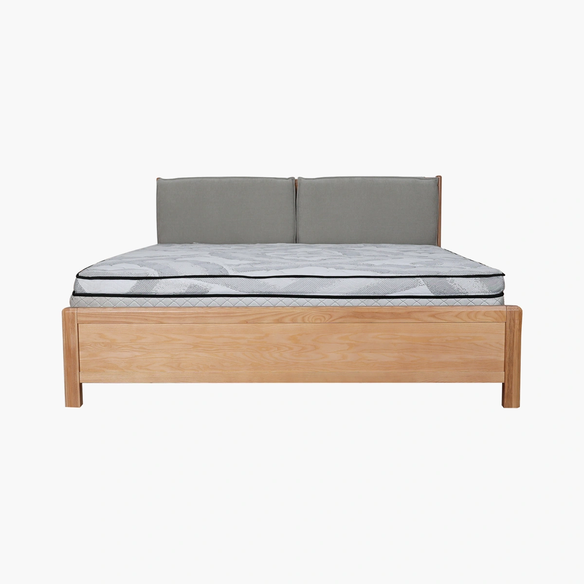 Cama King Size Tulum - Fresno sólido con acabado en chapa de roble