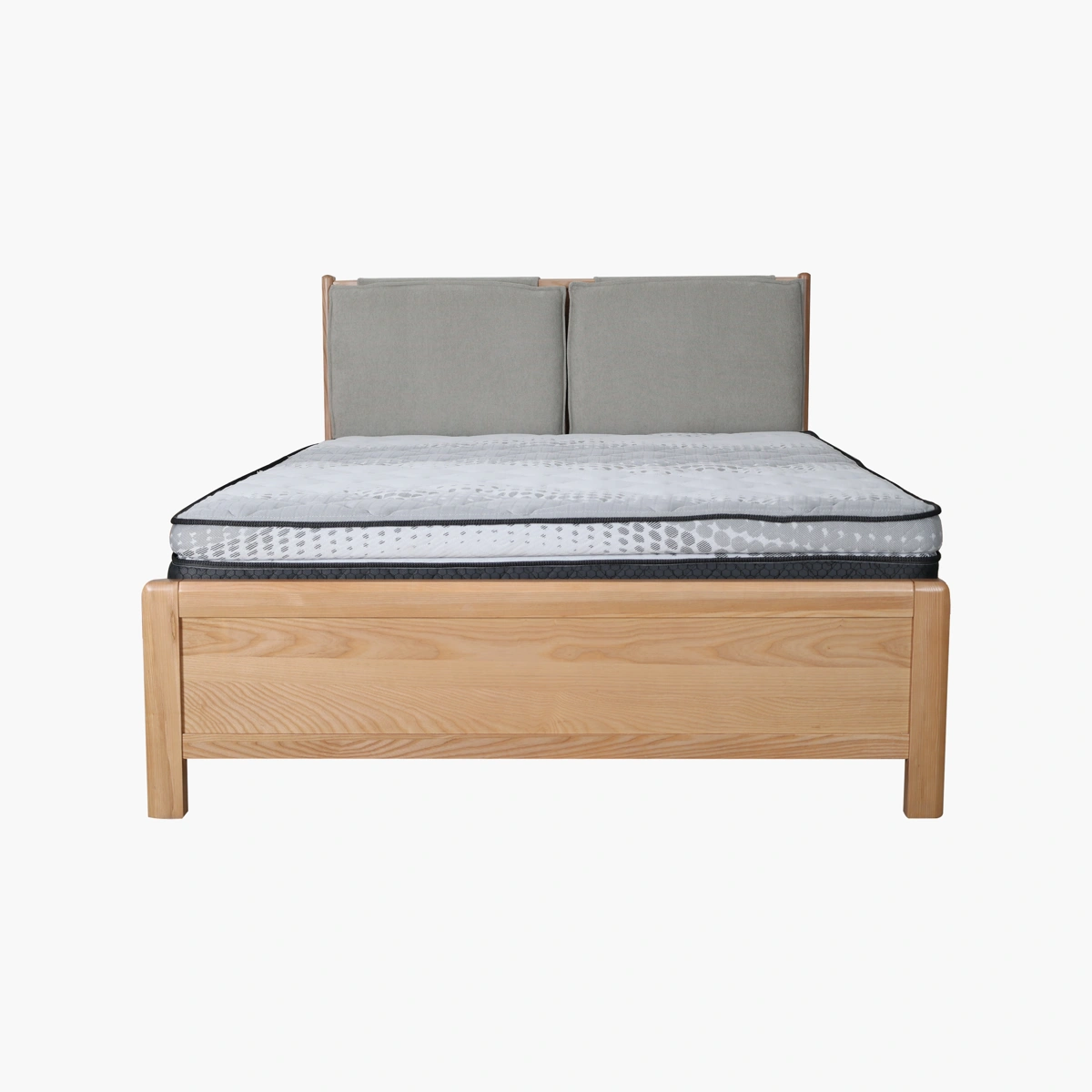 Cama Queen Size Tulum - Fresno sólido con acabado en chapa de roble