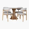 Comedor Pavi Roble_4 Comedor Pavi Garda Roble/Claro - Mesa con cubierta en piedra sinterizada clara y base en fresno sólido con cha...