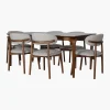 Comedor Parma Garda Nogal/Gris - Mesa con cubierta en cerámica gris y base en madera acabado nogal