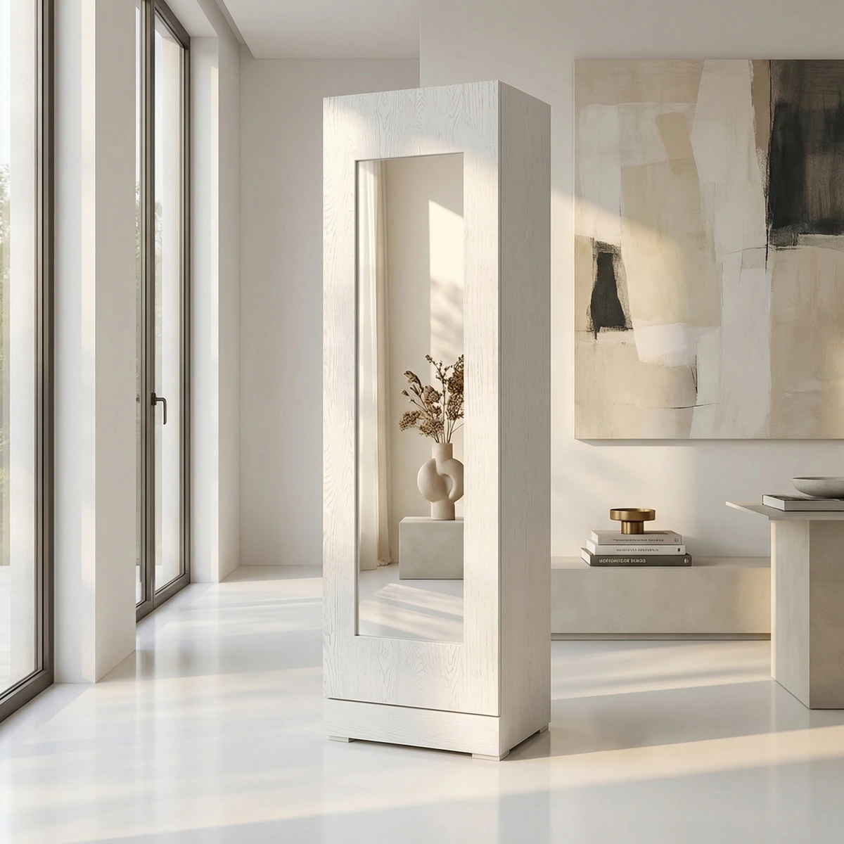 Espejo de Piso Paola en Blanco - foto ambientada