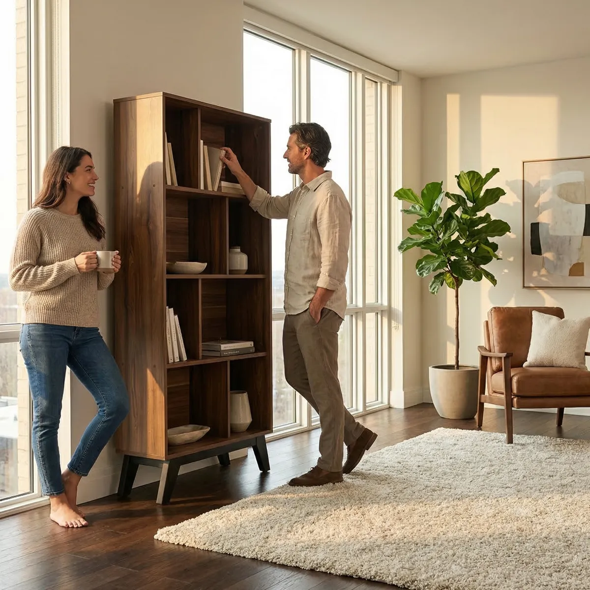 Librero Tesis en Nogal - ambientada en uso