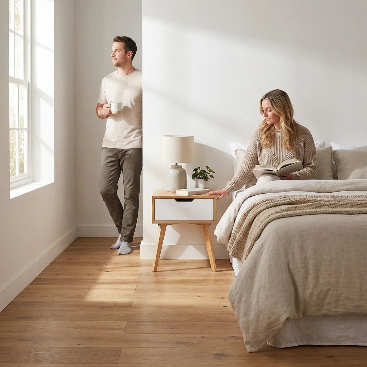 Buró Andes con cajón Blanco - ambientada en uso 2