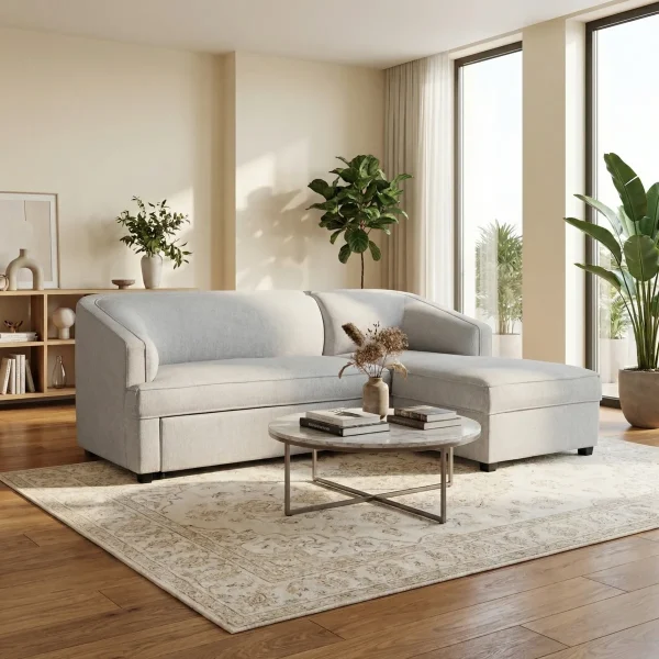 Sala Esquinera Cama Florencia Ambos Lados Derecho Crema - foto ambientada