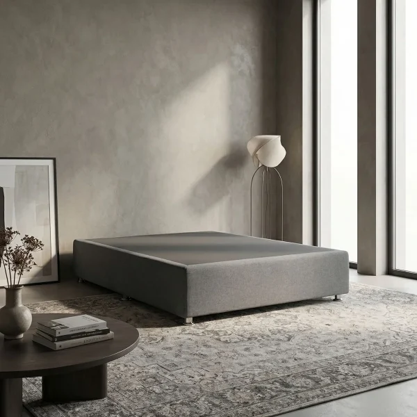 Base Matrimonial Verona Tapizada en Gris - foto ambientada