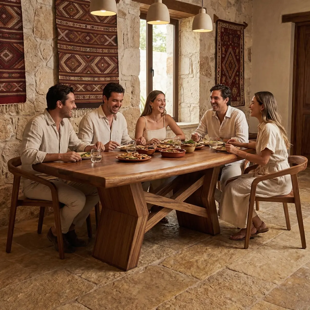 Mesa Bacalar Parota P/6 - ambientada en uso