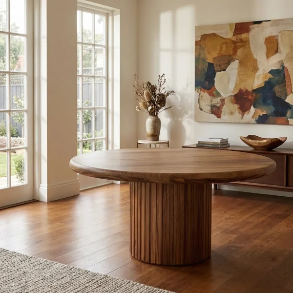 Mesa Bacalar Redonda Parota 150cm - foto ambientada