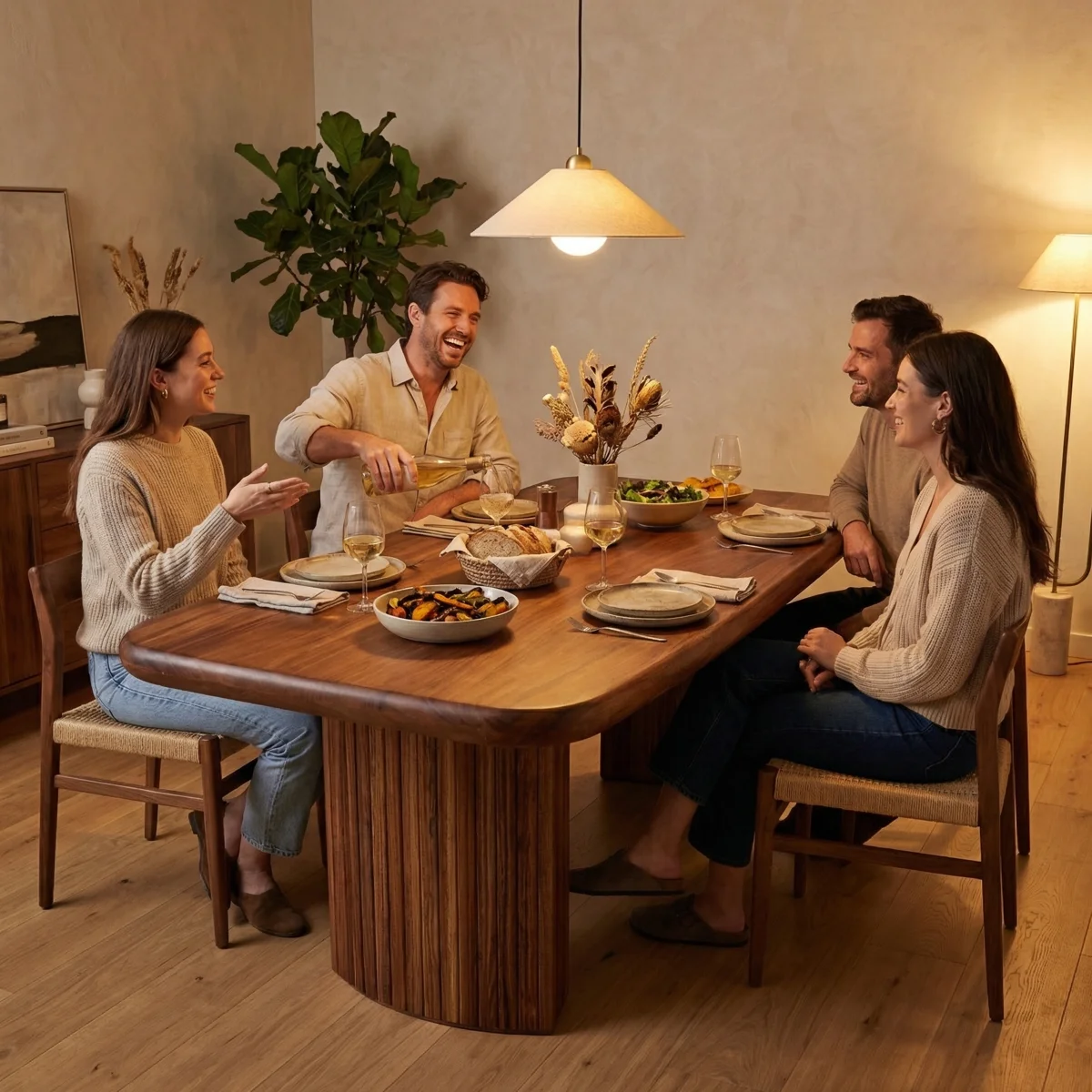 Mesa Aruba Parota P/6 - ambientada en uso