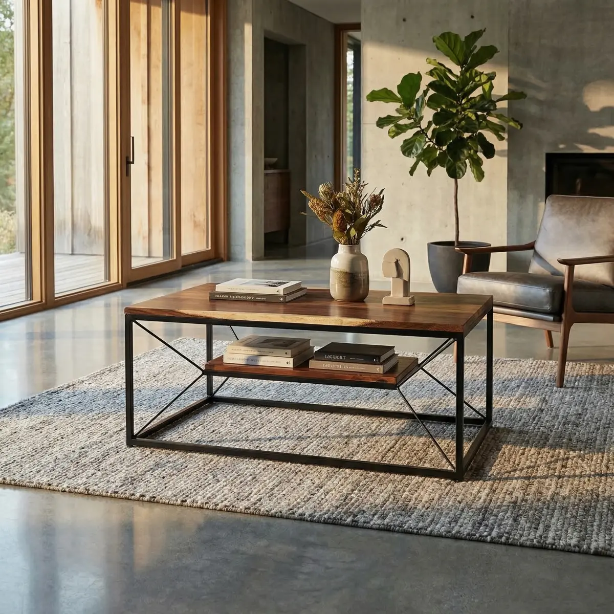 Mesa de Centro Edison Parota - foto ambientada