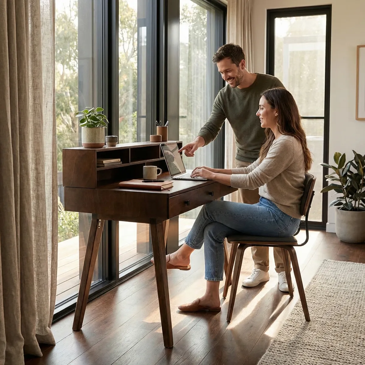 Escritorio Barcelona Okume - ambientada en uso