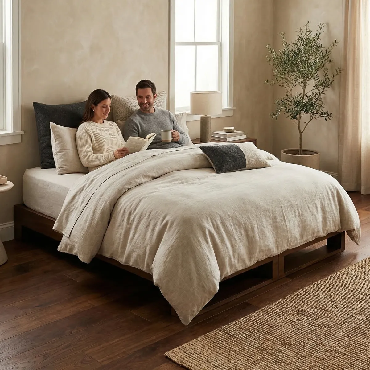 Base King Size Finn Nogal - ambientada en uso