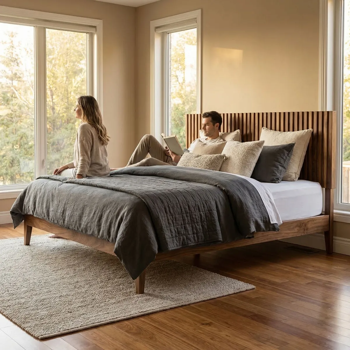 Cabecera Queen Size Noruega Parota - ambientada en uso