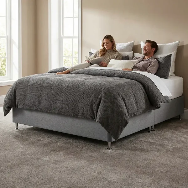 Base King Size Verona Tapizada en Gris - ambientada en uso