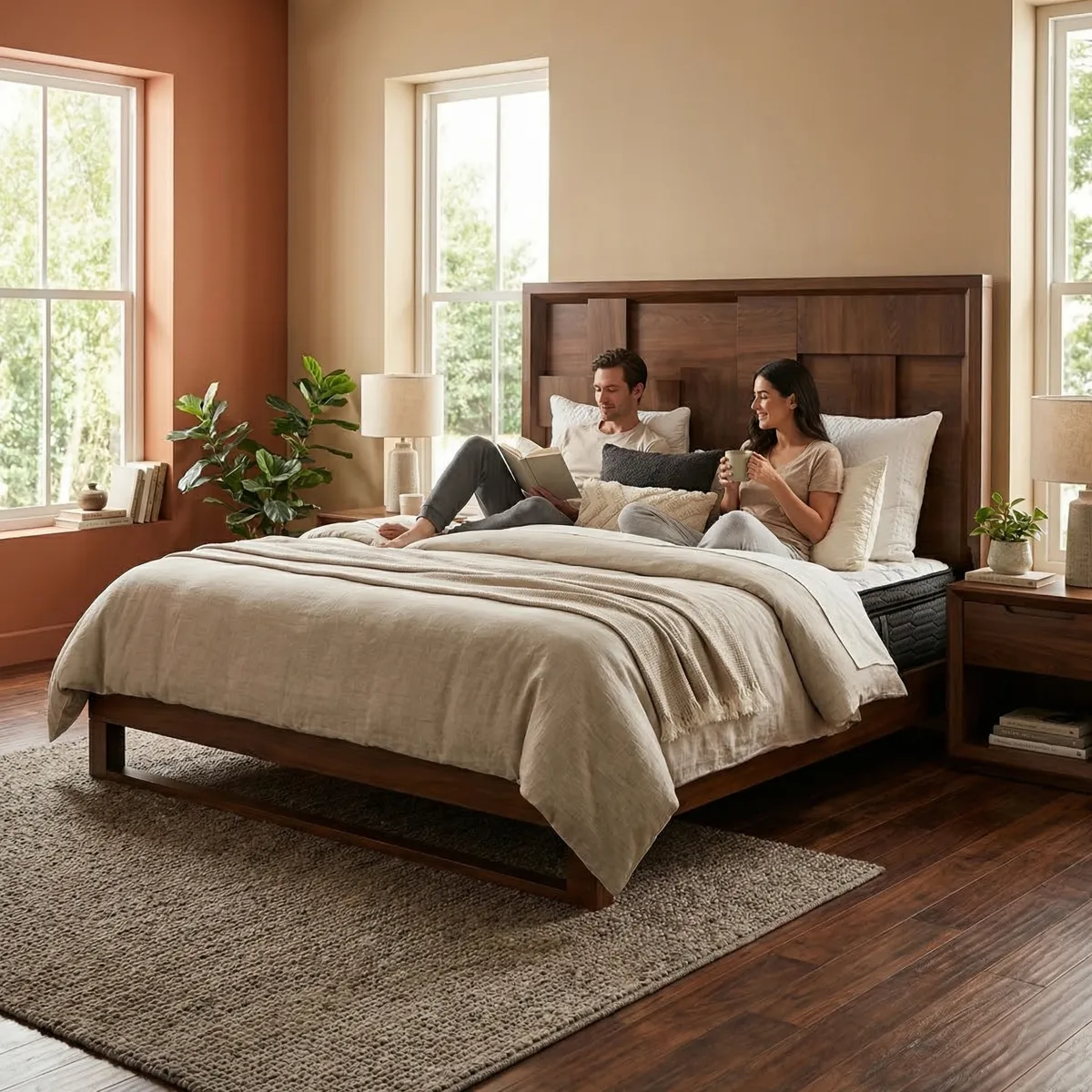 Cabecera Queen Size Palermo Nogal - ambientada en uso