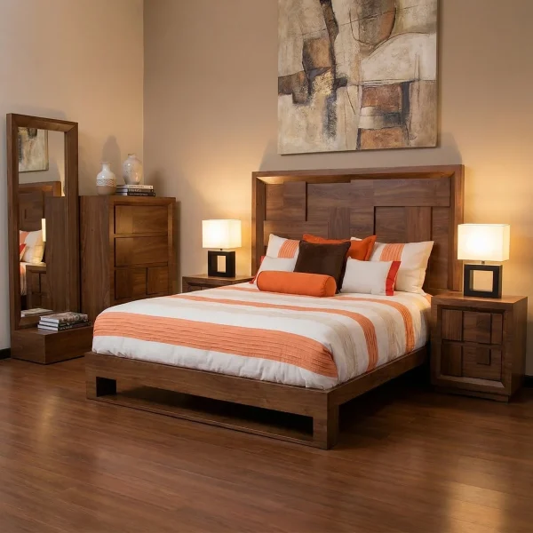 Recámara Queen Size Palermo Nogal - foto ambientada