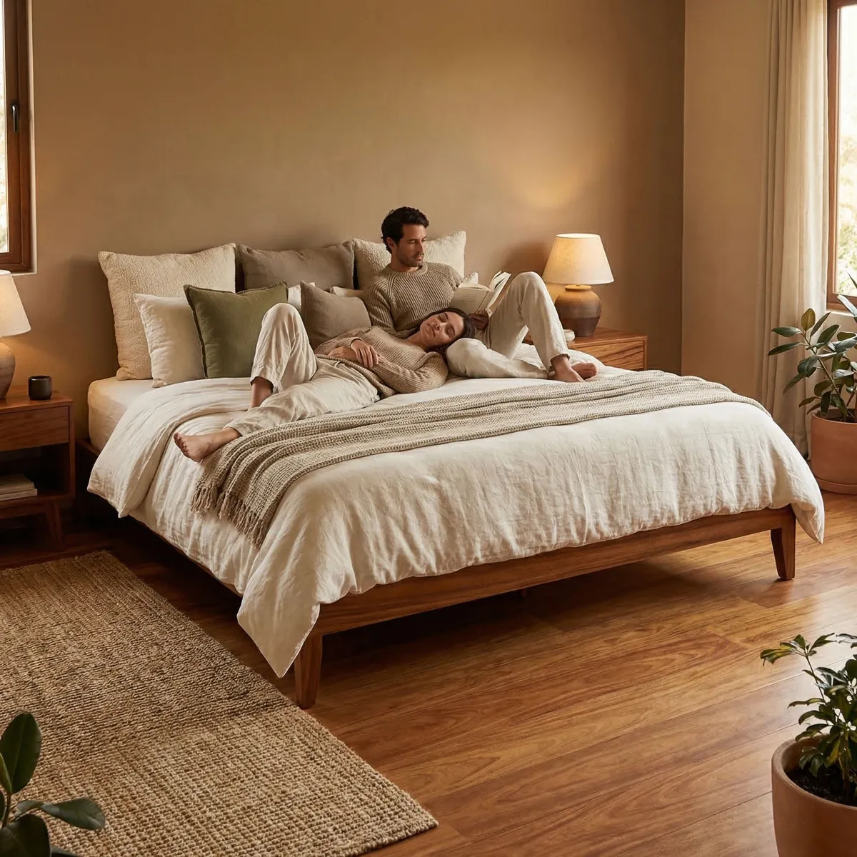 Base Queen Size Montana Parota - ambientada en uso