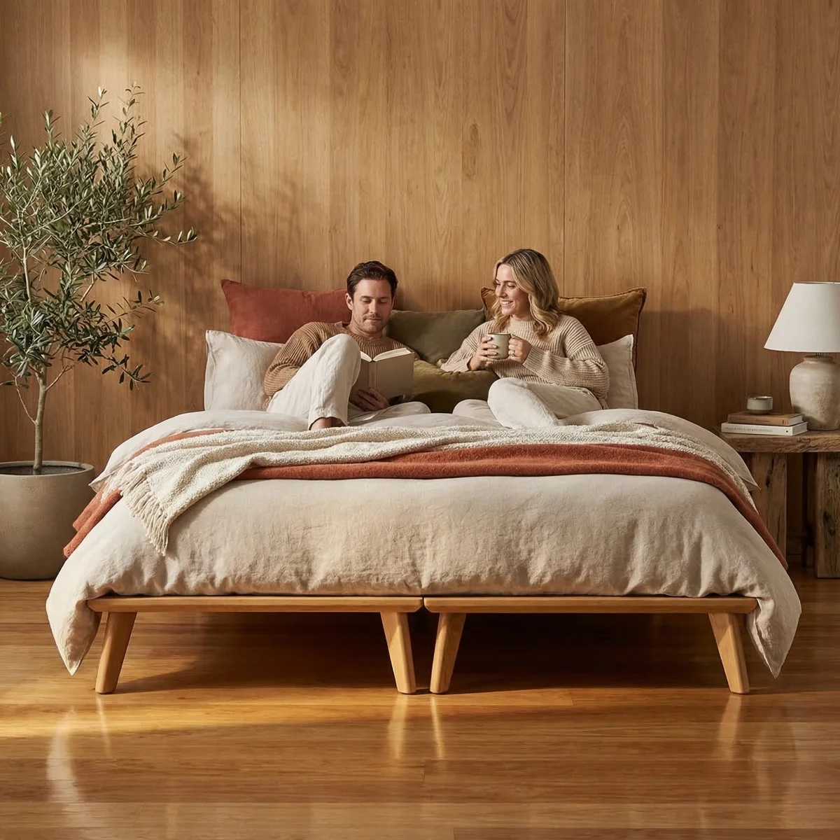 Base King Size Hermes Natural - ambientada en uso