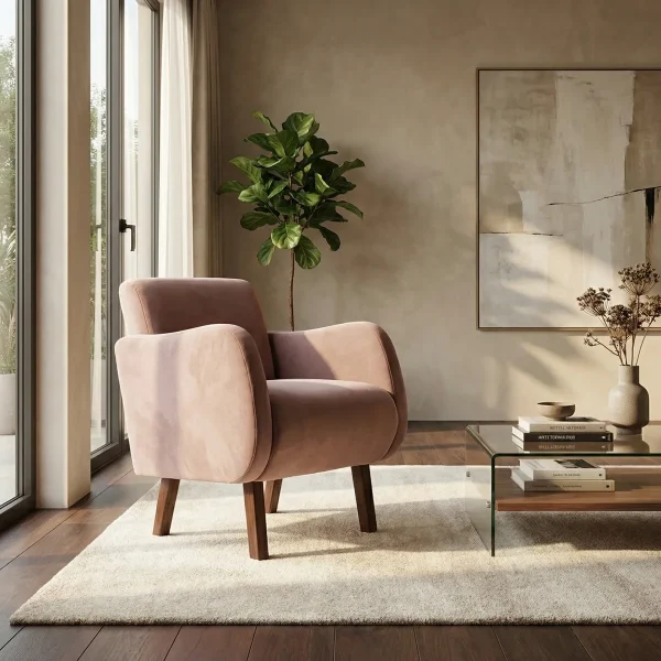 Sillon Liverpool Terciopelo Adobe - foto ambientada