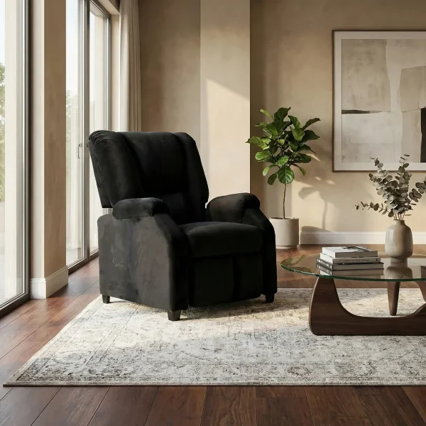 Sillon Reclinable Karen Terciopelo Personalizable Negro - foto ambientada