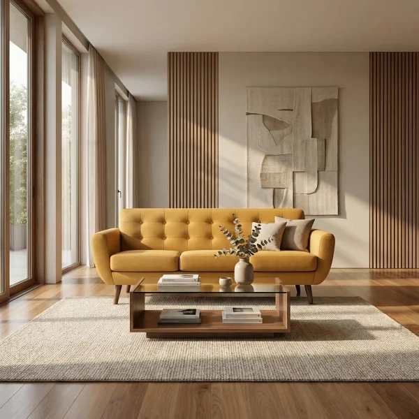 Sofa Monroe Personalizable Mostaza - foto ambientada