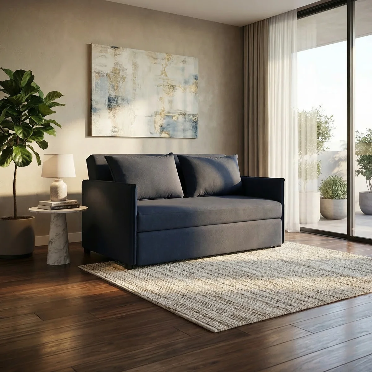 Sofa Cama Queen Personalizable Pisa Marine - foto ambientada