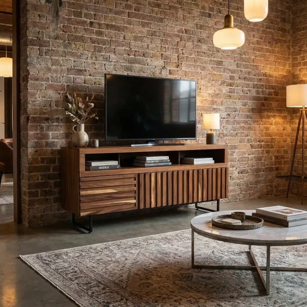 Mesa para TV Noruega Parota - foto ambientada