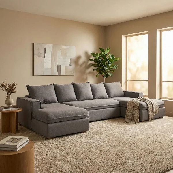 Sala Esquinera Herradura Barbara 3pz Gris - foto ambientada