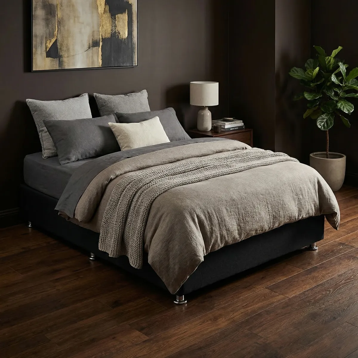 Base Individual Verona Tapizada en Negro - foto ambientada