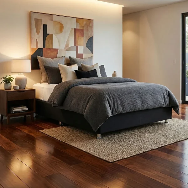 Base Matrimonial Verona Tapizada en Negro - foto ambientada