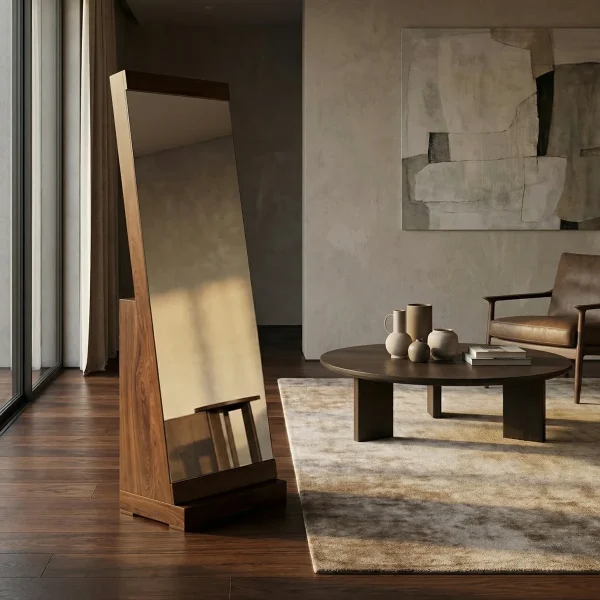 Espejo de Piso Oporto Nogal - foto ambientada