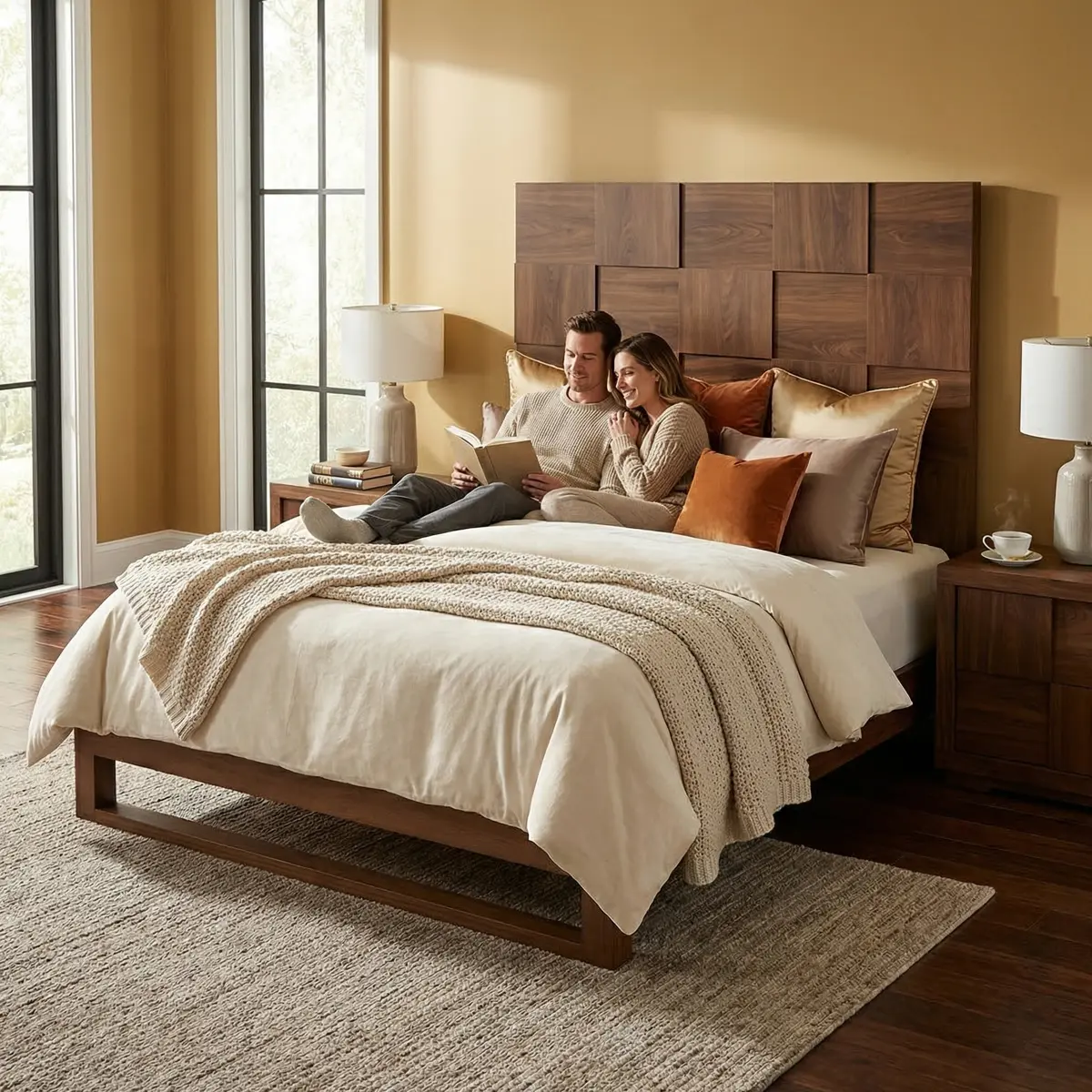 Cabecera Matrimonial Oporto Nogal - ambientada en uso