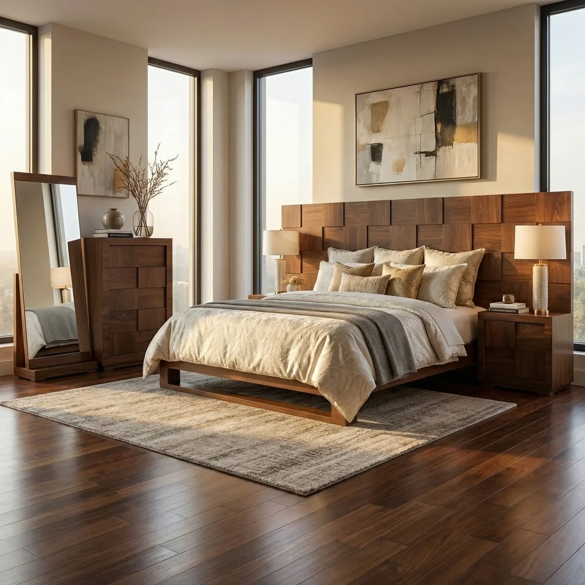 32240-Recámara-Queen-Size-Oporto-Nogal-ambientada-03 Recámara Queen Size Oporto Nogal - foto ambientada