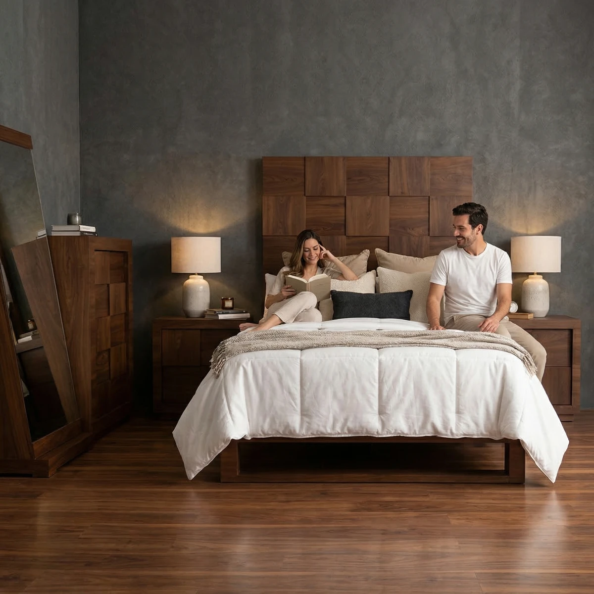 Recámara Individual Oporto Nogal - ambientada en uso