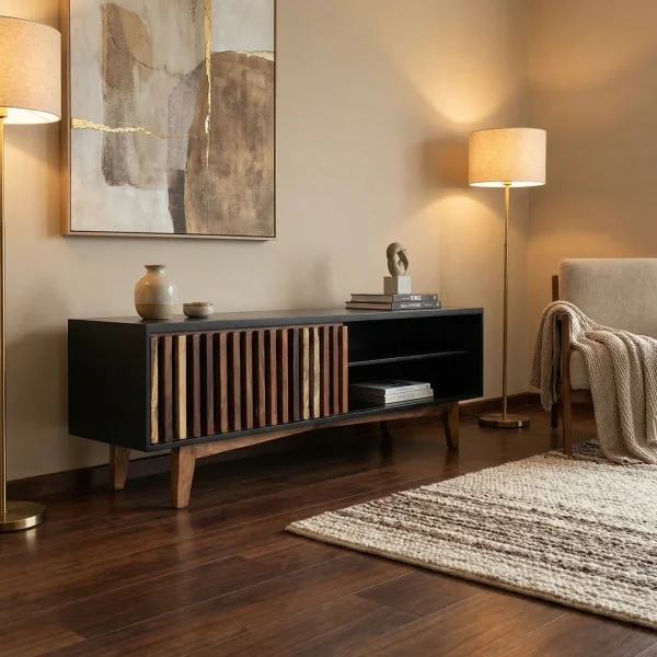 Mesa para TV Kao Parota Negro - foto ambientada