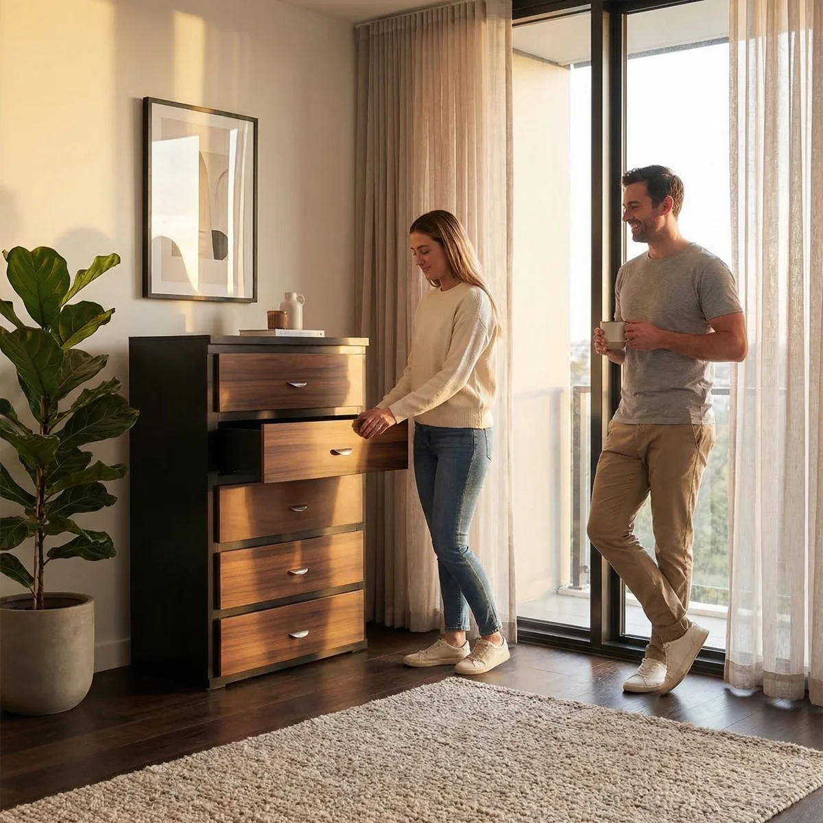 Chifonier Yareni en tonos Chocolate y Parota - ambientada en uso