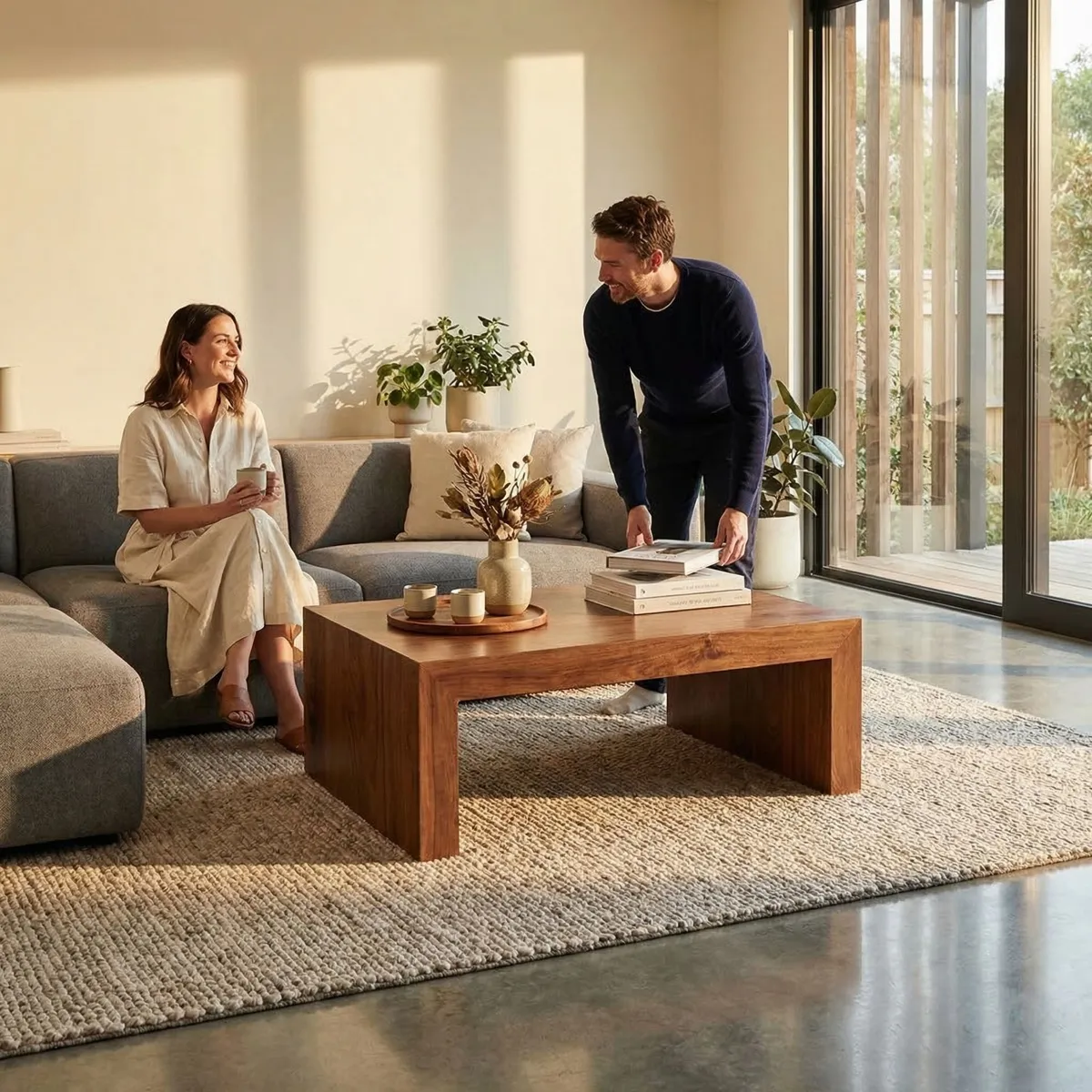 Mesa de Centro Fine Rectangular Parota - ambientada en uso