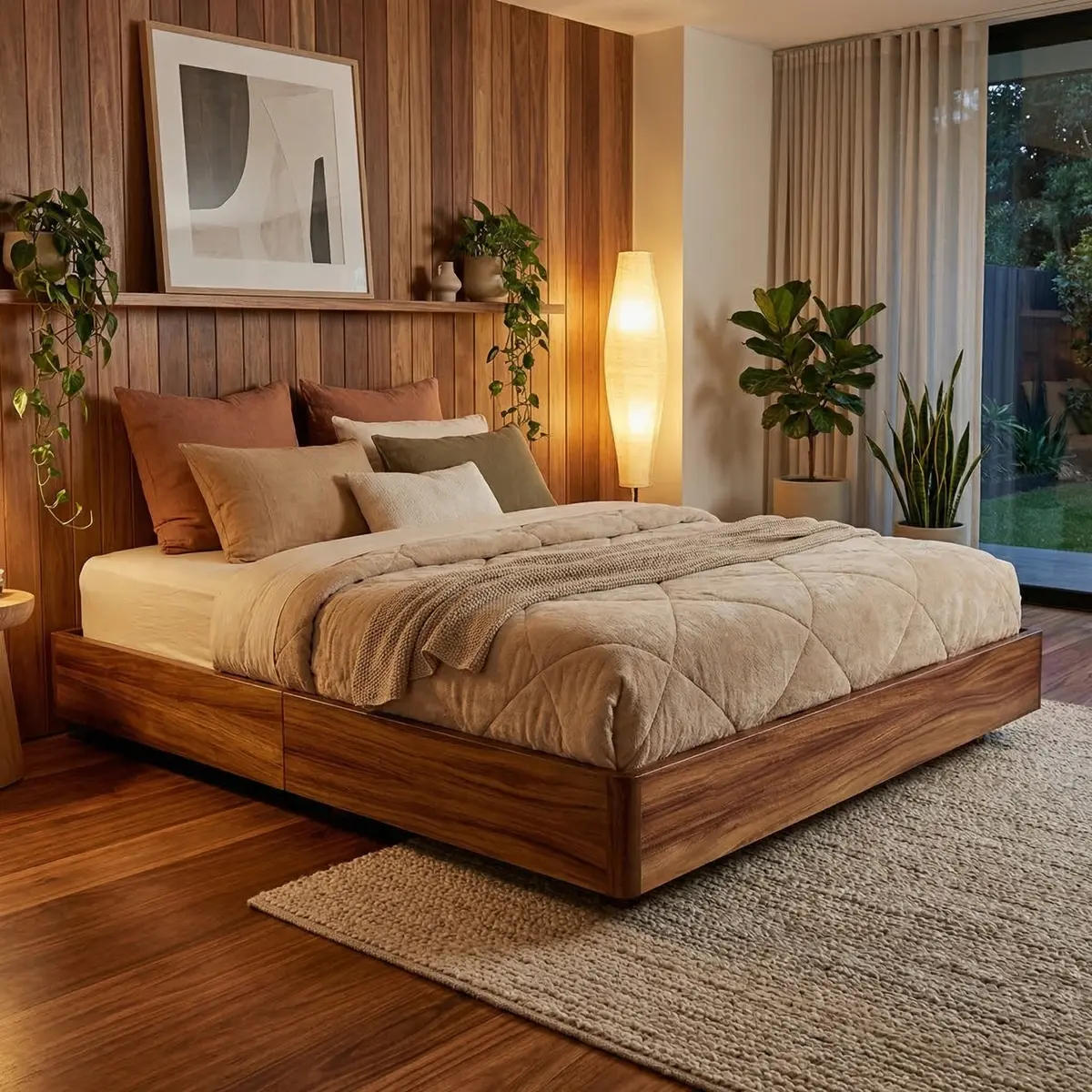 Base Queen Size Corcega Parota - foto ambientada