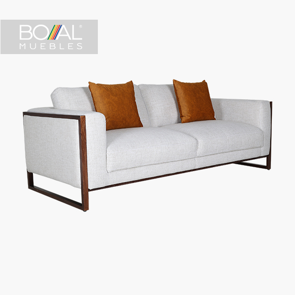 Sofá Avino Boal - Madera de Pino, Espuma de 24kg/m^3, Tapizado en Beige