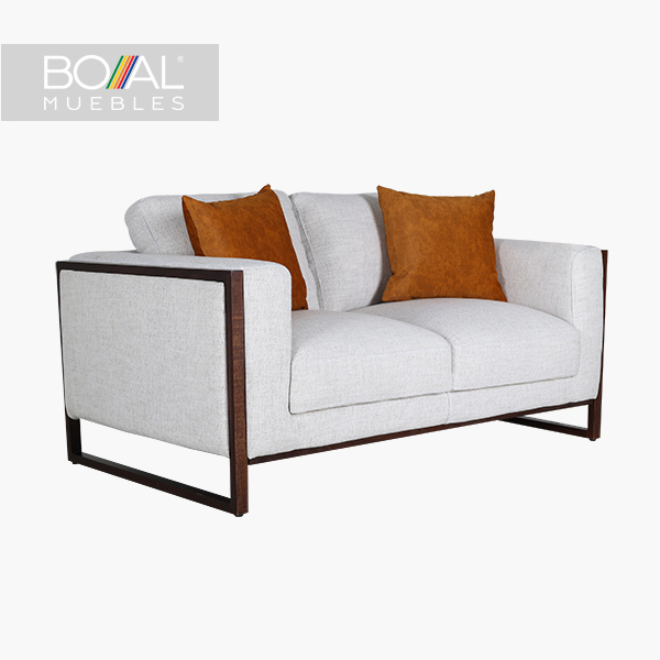 Love Seat Avino Boal - Madera de Pino, Espuma de 24kg/m^3, Tapizado en Beige