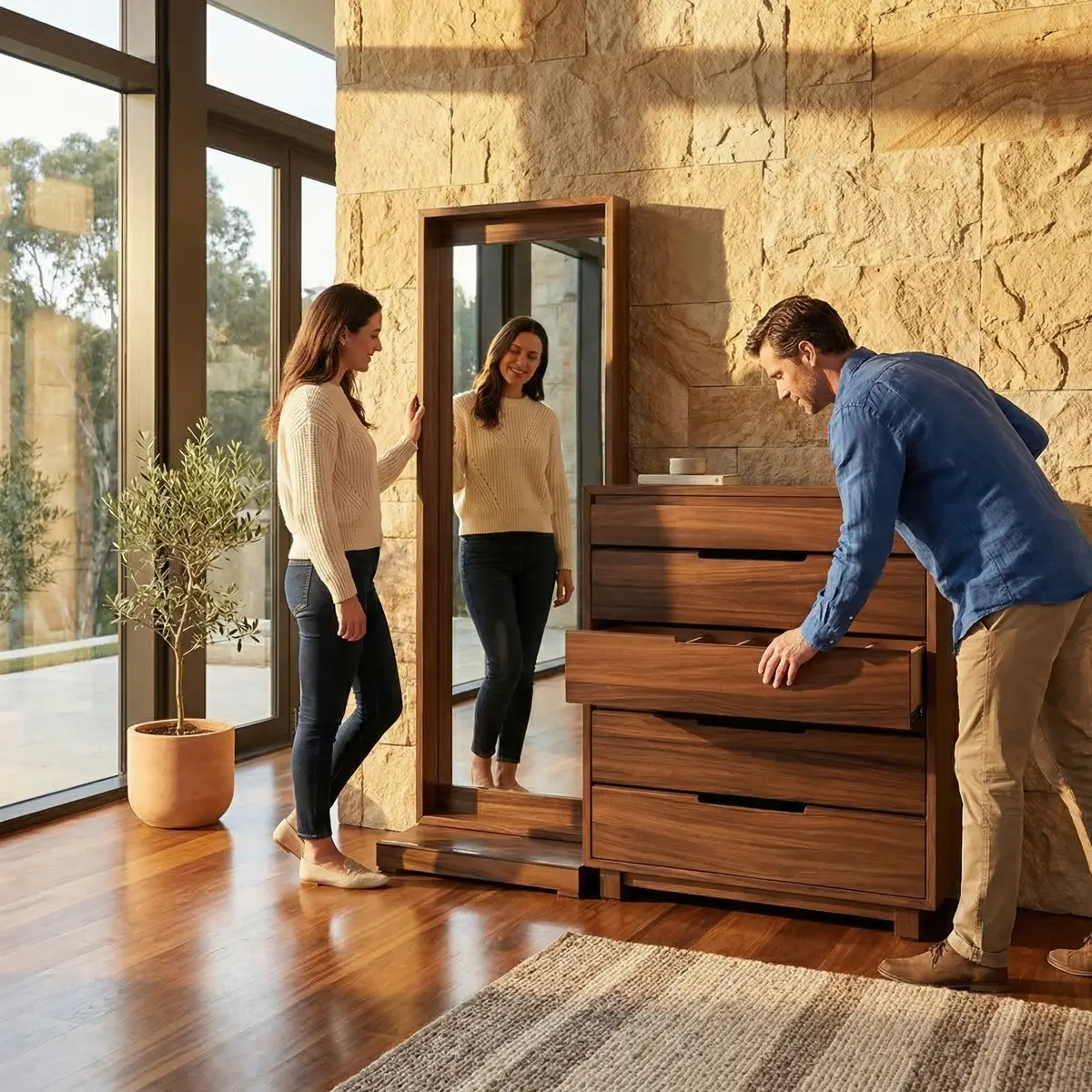 Chifonier y Espejo Enzo Parota - ambientada en uso