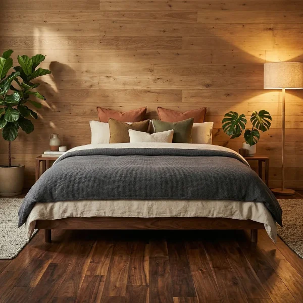 Base Queen Size Oscar Nogal - foto ambientada