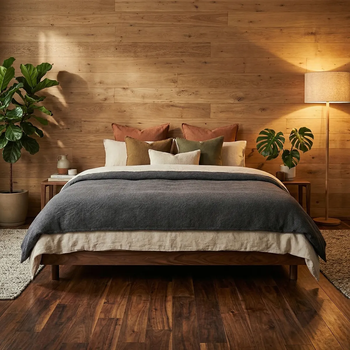 Base Queen Size Oscar Nogal - foto ambientada