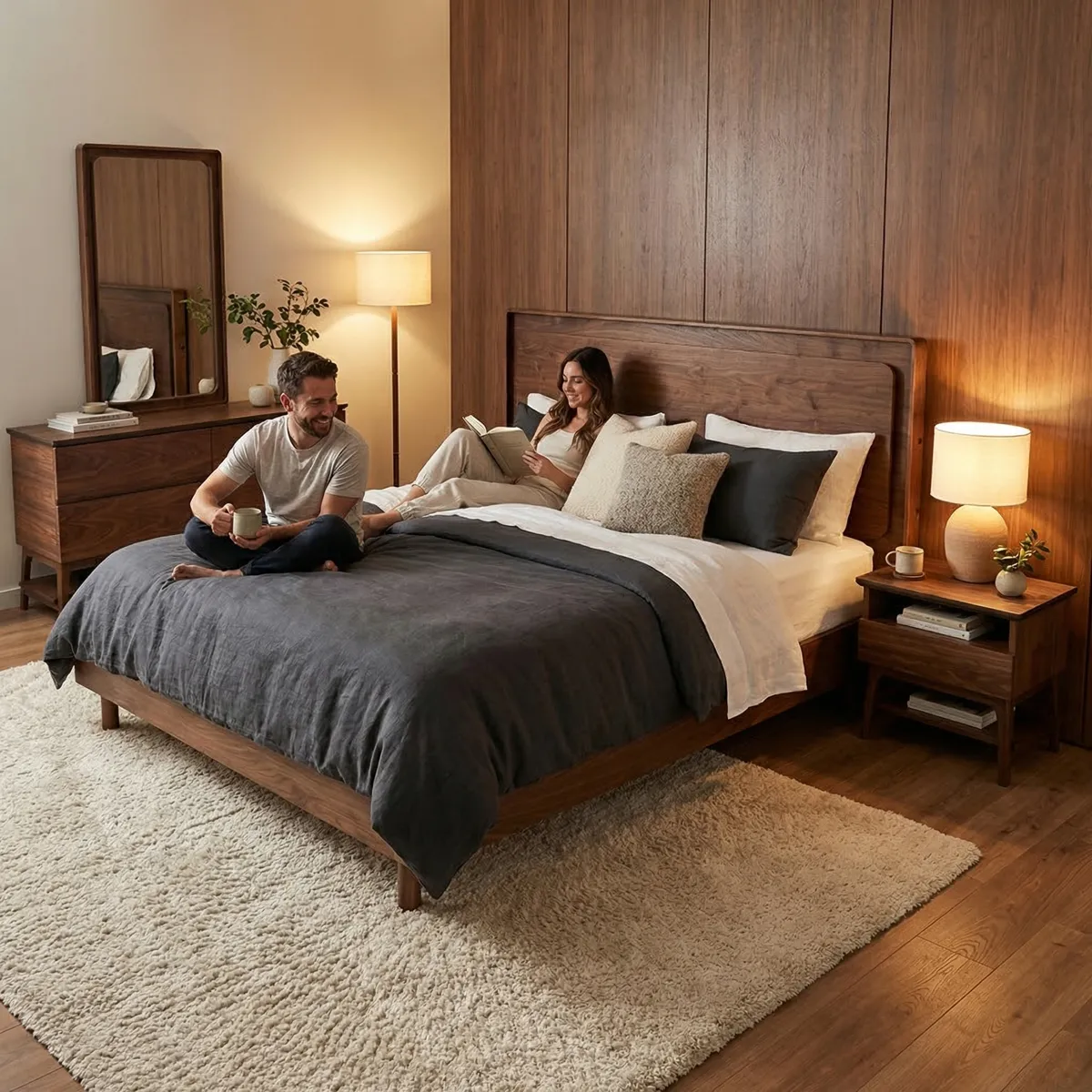 Recámara King Size Oscar Nogal - ambientada en uso