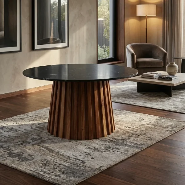 Mesa Redonda Gabriel Parota Granito P/6 - foto ambientada