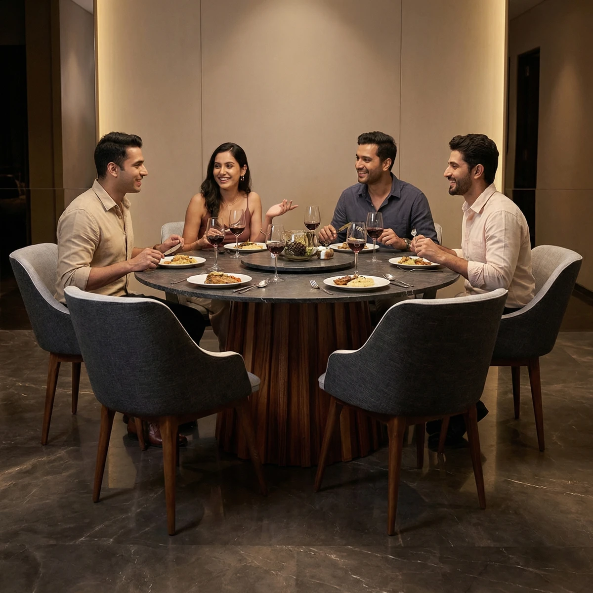 Comedor Redondo Gabriel Keri Parota Granito P/6 - ambientada en uso