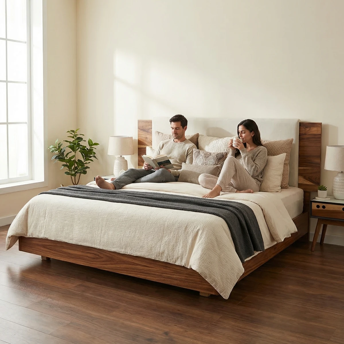 Cabecera Queen Size Coba Nieve Parota - ambientada en uso