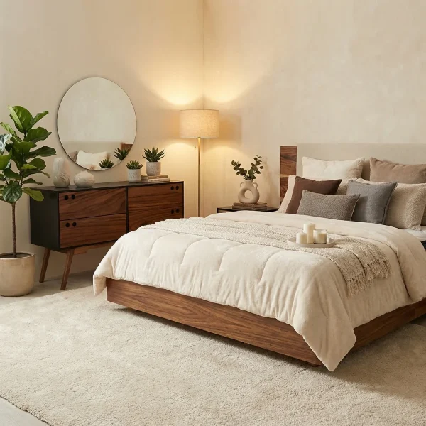 Recámara King Size Coba Nieve Parota - foto ambientada