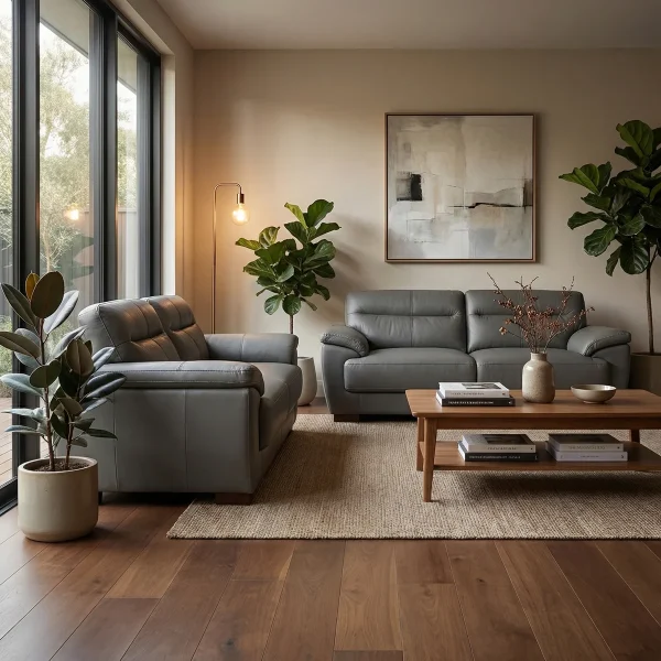 Sala 32 Baldi Boal en Piel Gris - foto ambientada